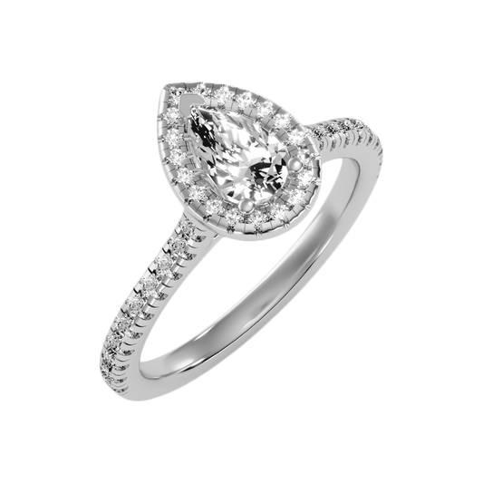 Great Pear Shaped Engagement Halo Ring - One