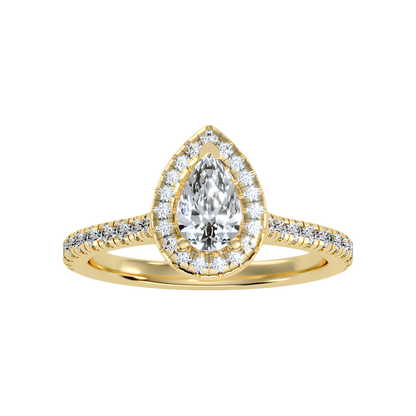 Great Pear Shaped Engagement Halo Ring - Ten