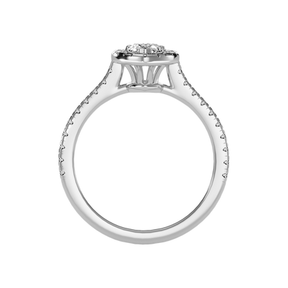 Great Pear Shaped Engagement Halo Ring In 925 Sterling Silver - Two
