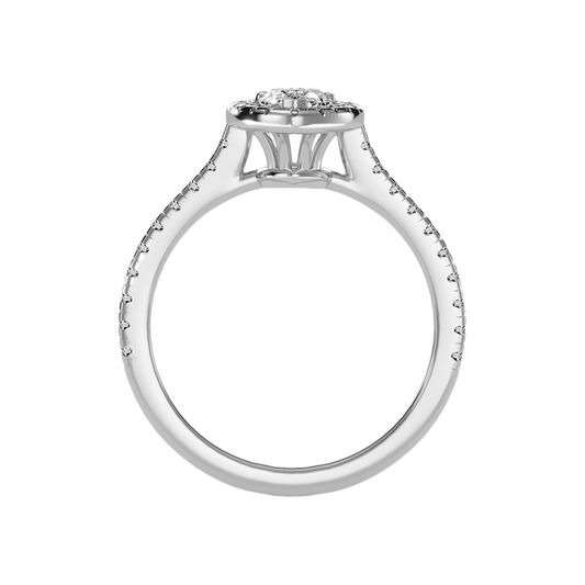 Great Pear Shaped Engagement Halo Ring In 925 Sterling Silver - Two