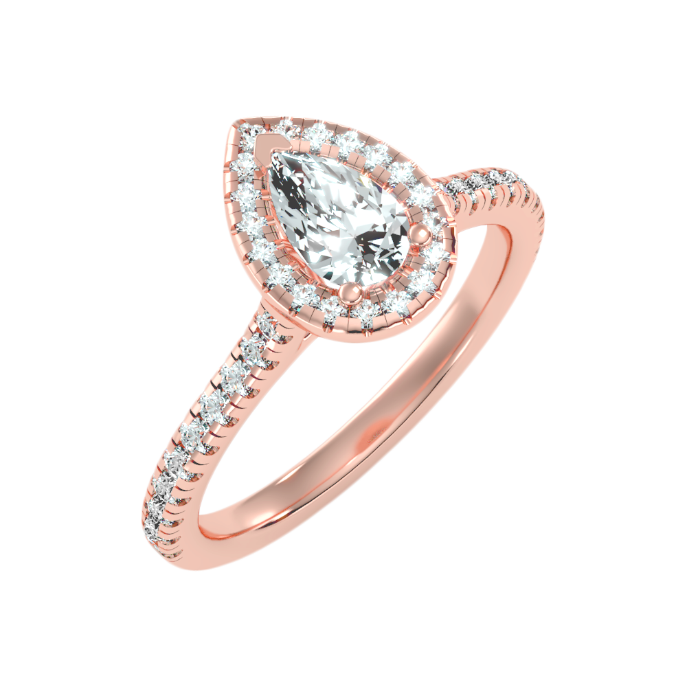 Great Pear Shaped Engagement Halo Ring In 925 Sterling Silver - Five