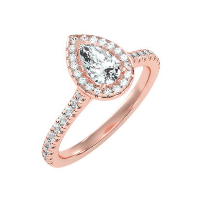 Great Pear Shaped Engagement Halo Ring - Five