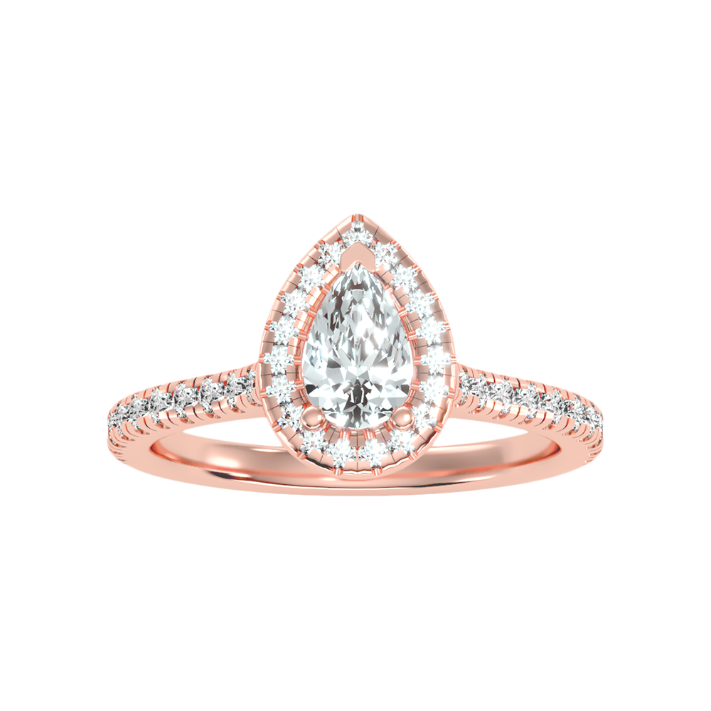 Great Pear Shaped Engagement Halo Ring - Six