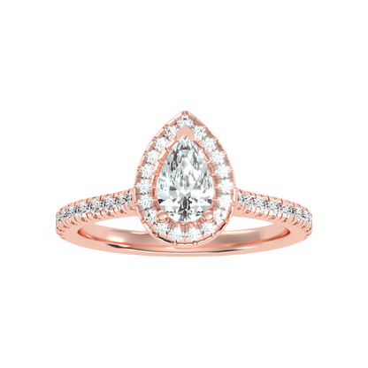 Great Pear Shaped Engagement Halo Ring - Six