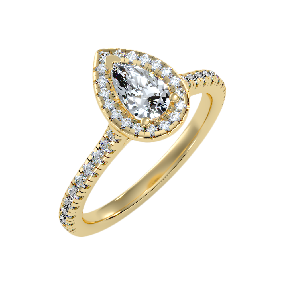 Great Pear Shaped Engagement Halo Ring - Nine