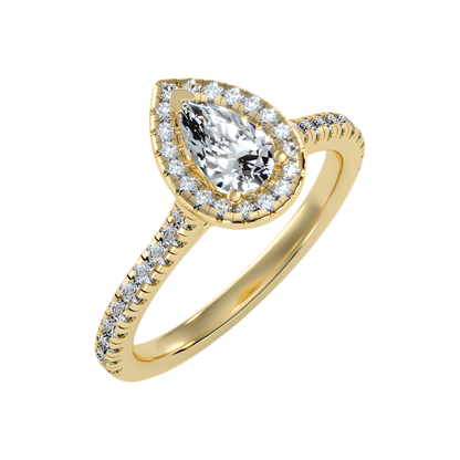 Great Pear Shaped Engagement Halo Ring - Nine