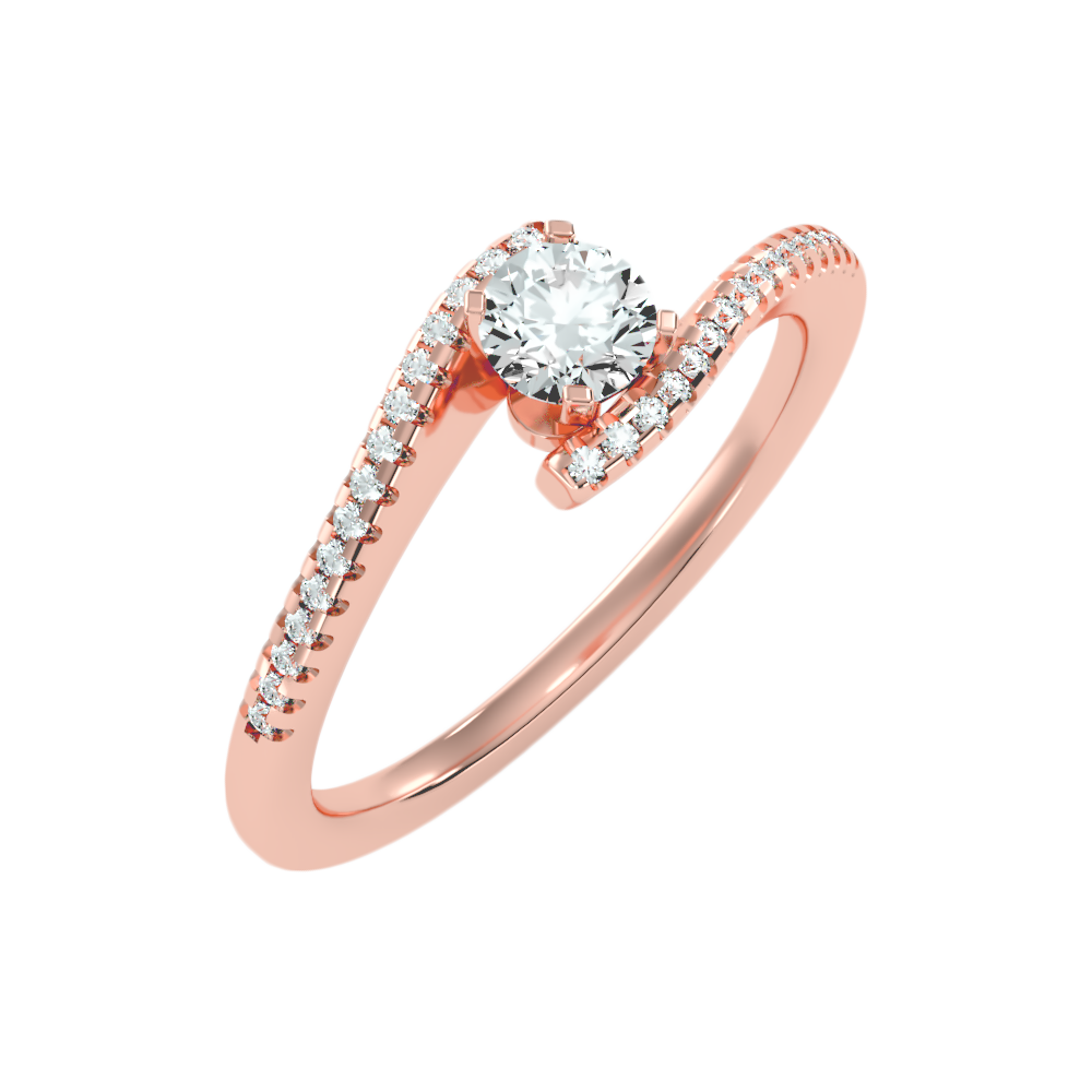 Groovy Diamond Ring In 925 Sterling Silver - One