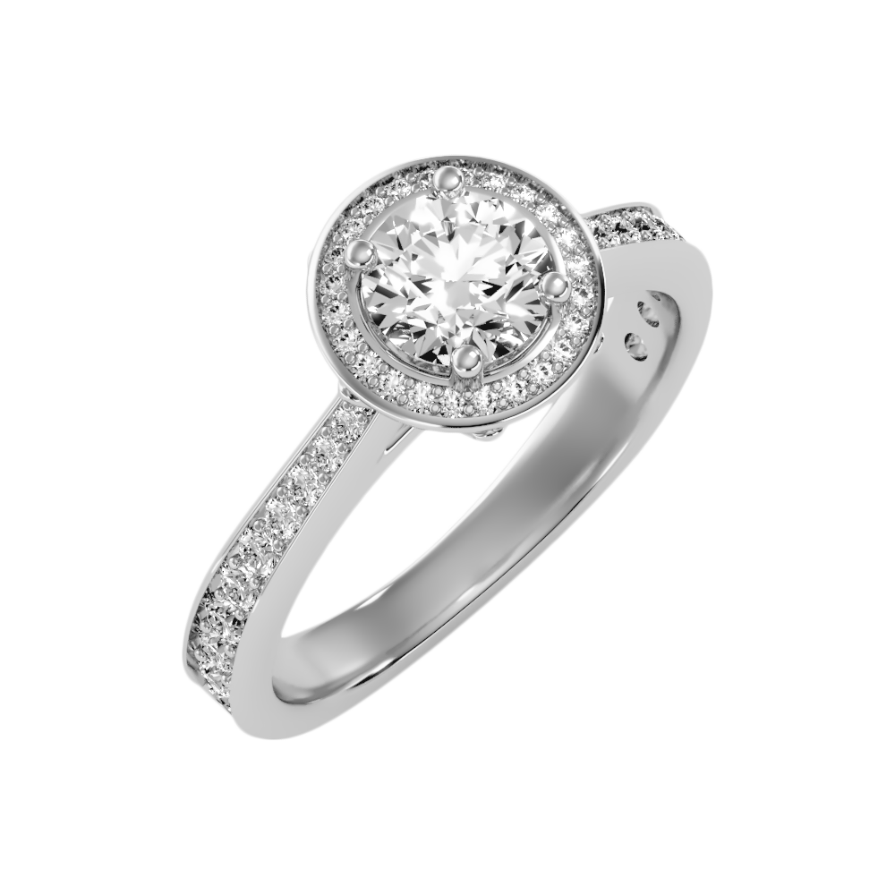 Gulony Classic Halo Diamond Engagement Ring In 925 Sterling Silver - One