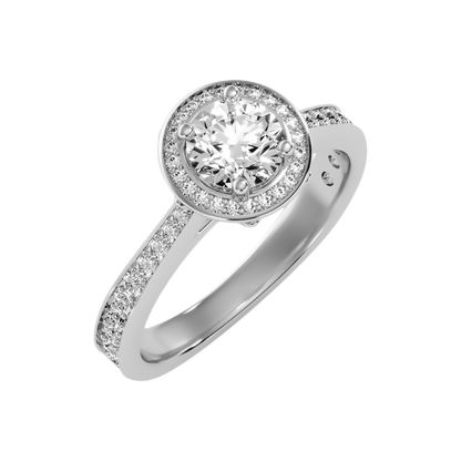 Gulony Classic Halo Diamond Engagement Ring In 925 Sterling Silver - One