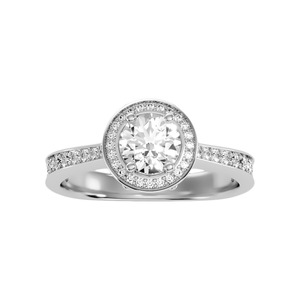 Gulony Classic Halo Diamond Engagement Ring In 925 Sterling Silver - Three