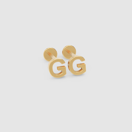 Gold Letter G Initial Stud Earrings