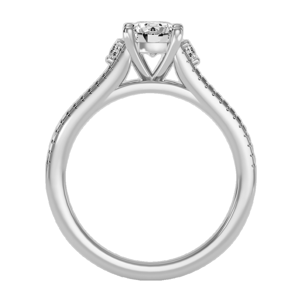 Half Moon Solitaire Ring In 925 Sterling Silver - One