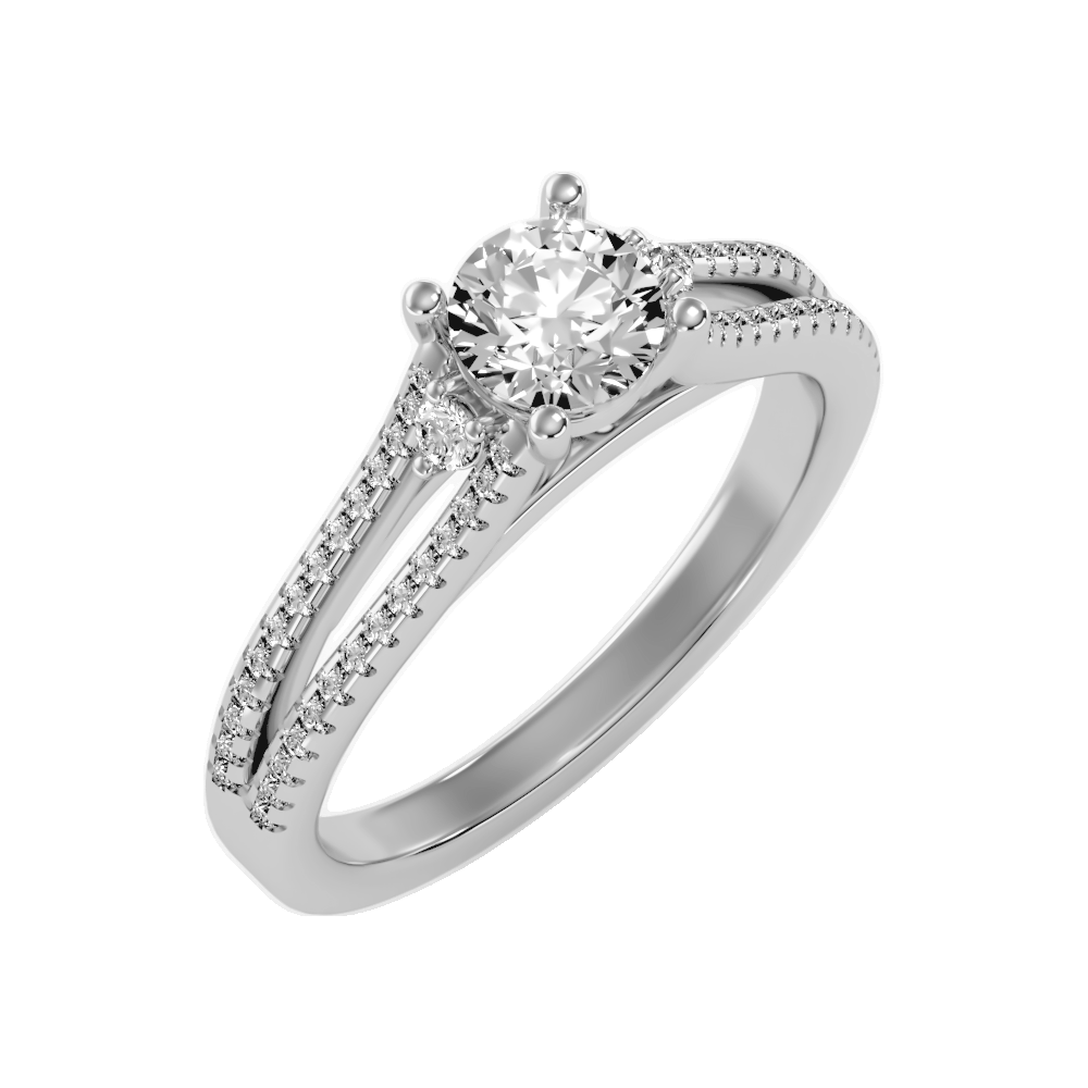 Half Moon Solitaire Ring In 925 Sterling Silver - Two