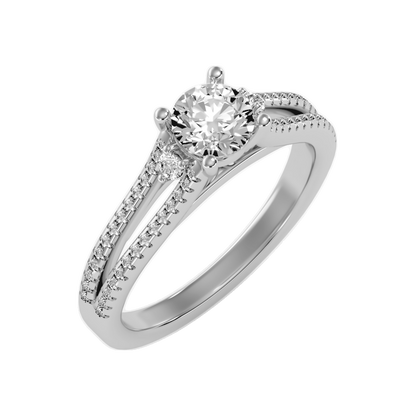Half Moon Solitaire Ring In 925 Sterling Silver - Two