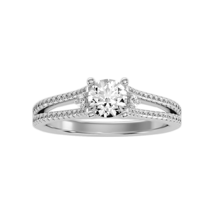 Half Moon Solitaire Ring In 925 Sterling Silver - Four