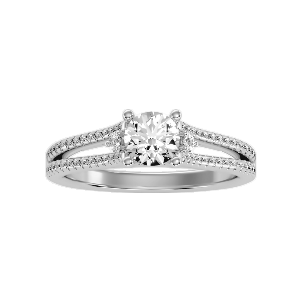 Half Moon Solitaire Ring - Four