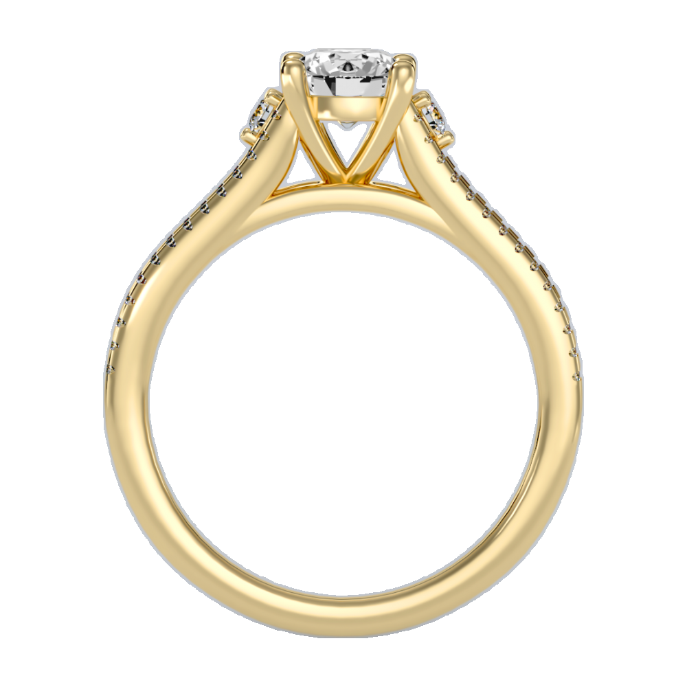 Half Moon Solitaire Ring In 925 Sterling Silver - Five