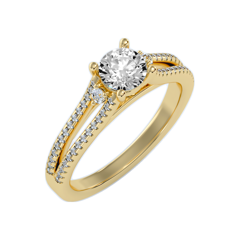 Half Moon Solitaire Ring In 925 Sterling Silver - Six