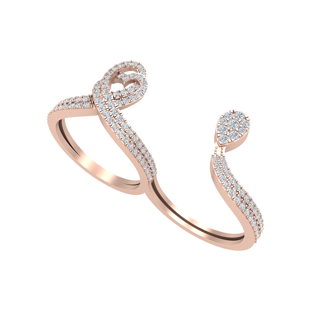 Heart Drop Two Finger Ring - One