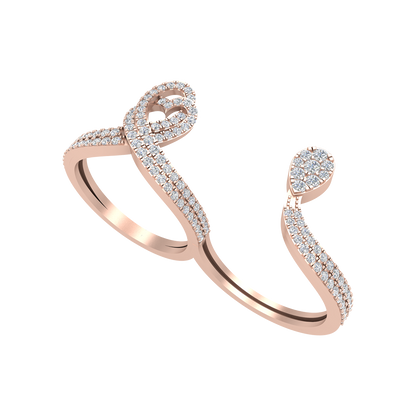 Heart Drop Two Finger Ring - One