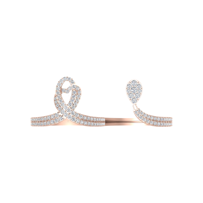 Heart Drop Two Finger Ring In 925 Sterling Silver - Two