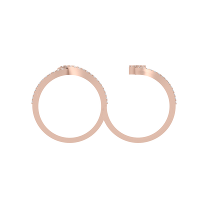 Heart Drop Two Finger Ring - Four