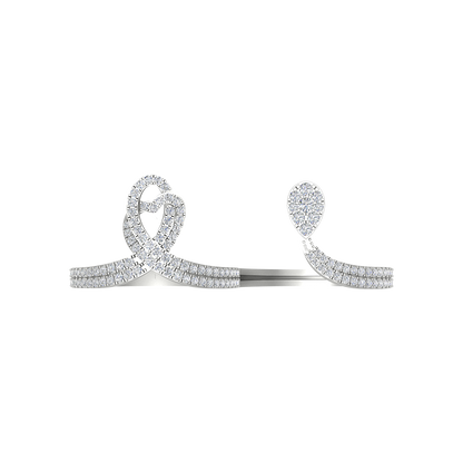 Heart Drop Two Finger Ring In 925 Sterling Silver - Six