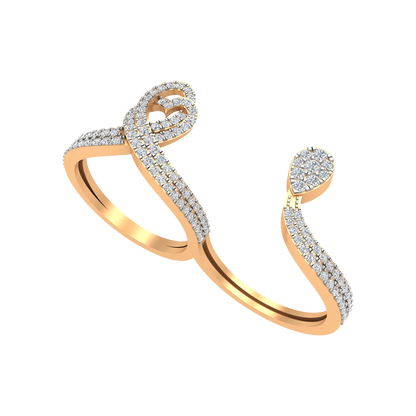 Heart Drop Two Finger Ring - Nine