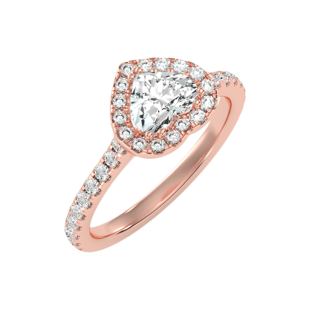 Heart Shaped Halo Ring In 925 Sterling Silver - Ten
