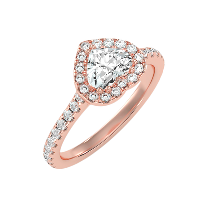 Heart Shaped Halo Ring In 925 Sterling Silver - Ten