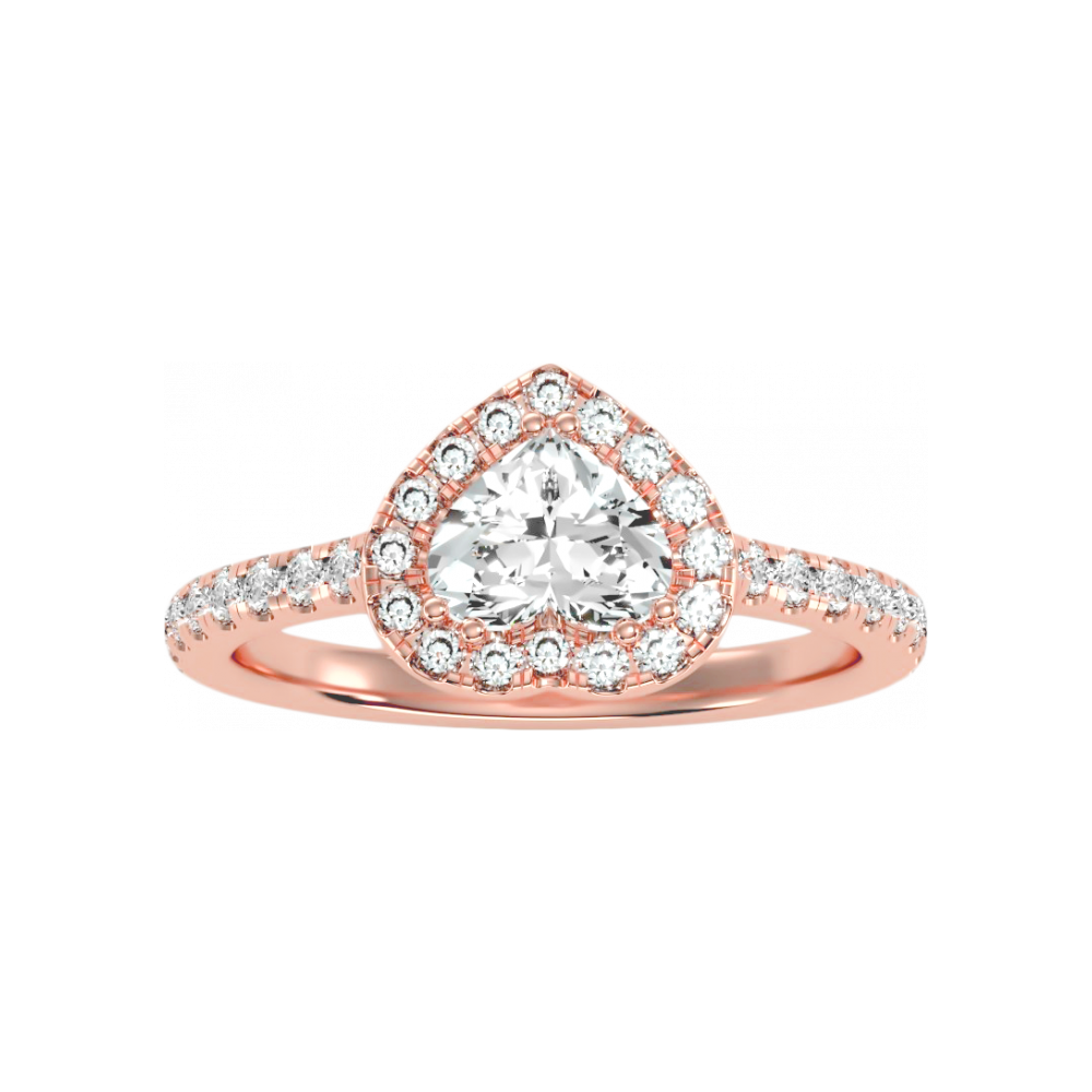 Heart Shaped Halo Ring In 925 Sterling Silver - Twelve