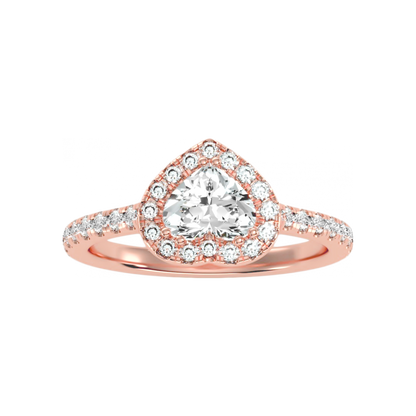 Heart Shaped Halo Ring - Twelve