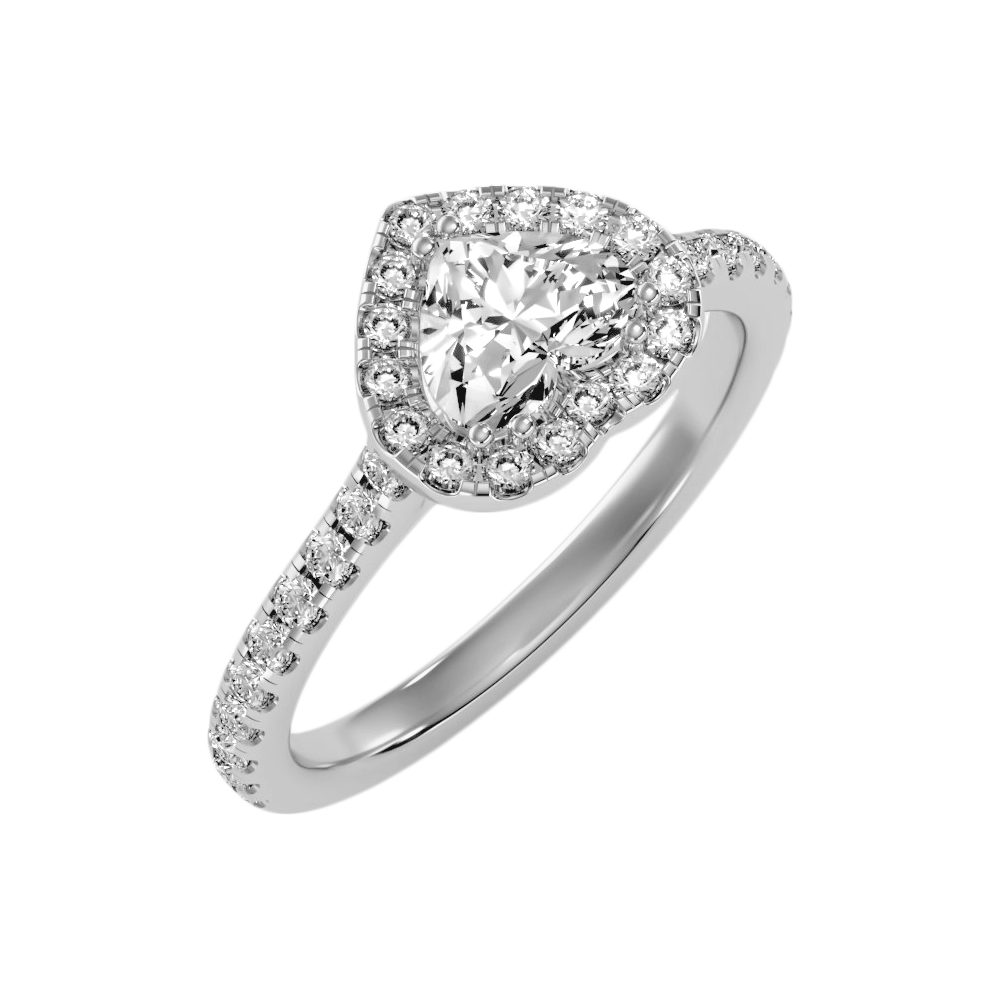 Heart Shaped Halo Ring In 925 Sterling Silver - Two