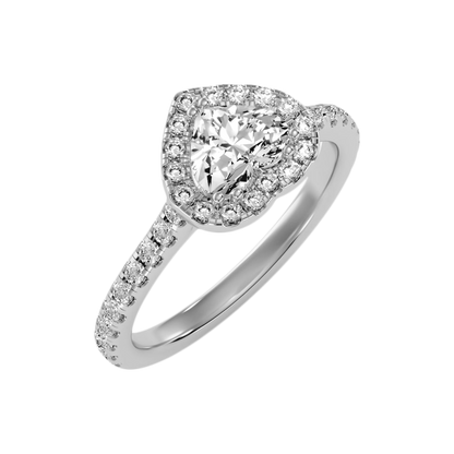Heart Shaped Halo Ring In 925 Sterling Silver - Two