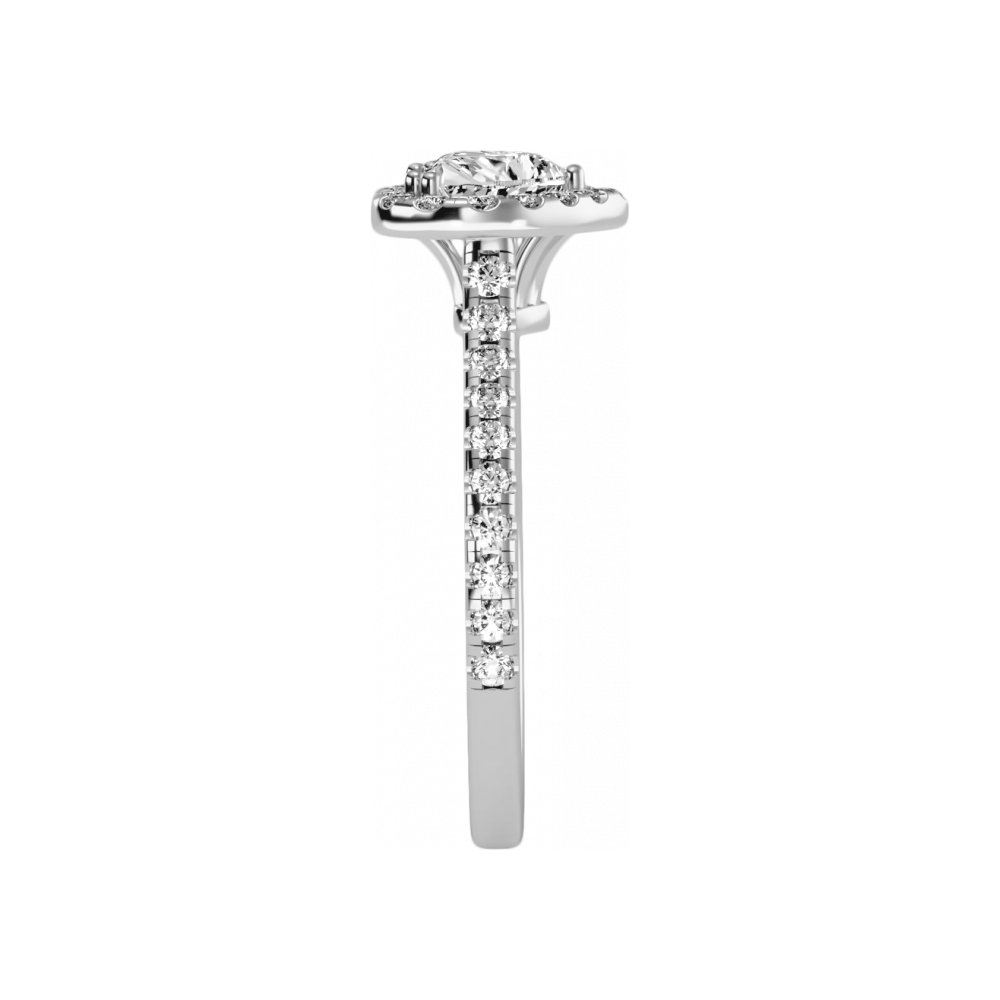 Heart Shaped Halo Ring - Three