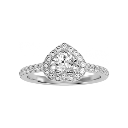 Heart Shaped Halo Ring - Four
