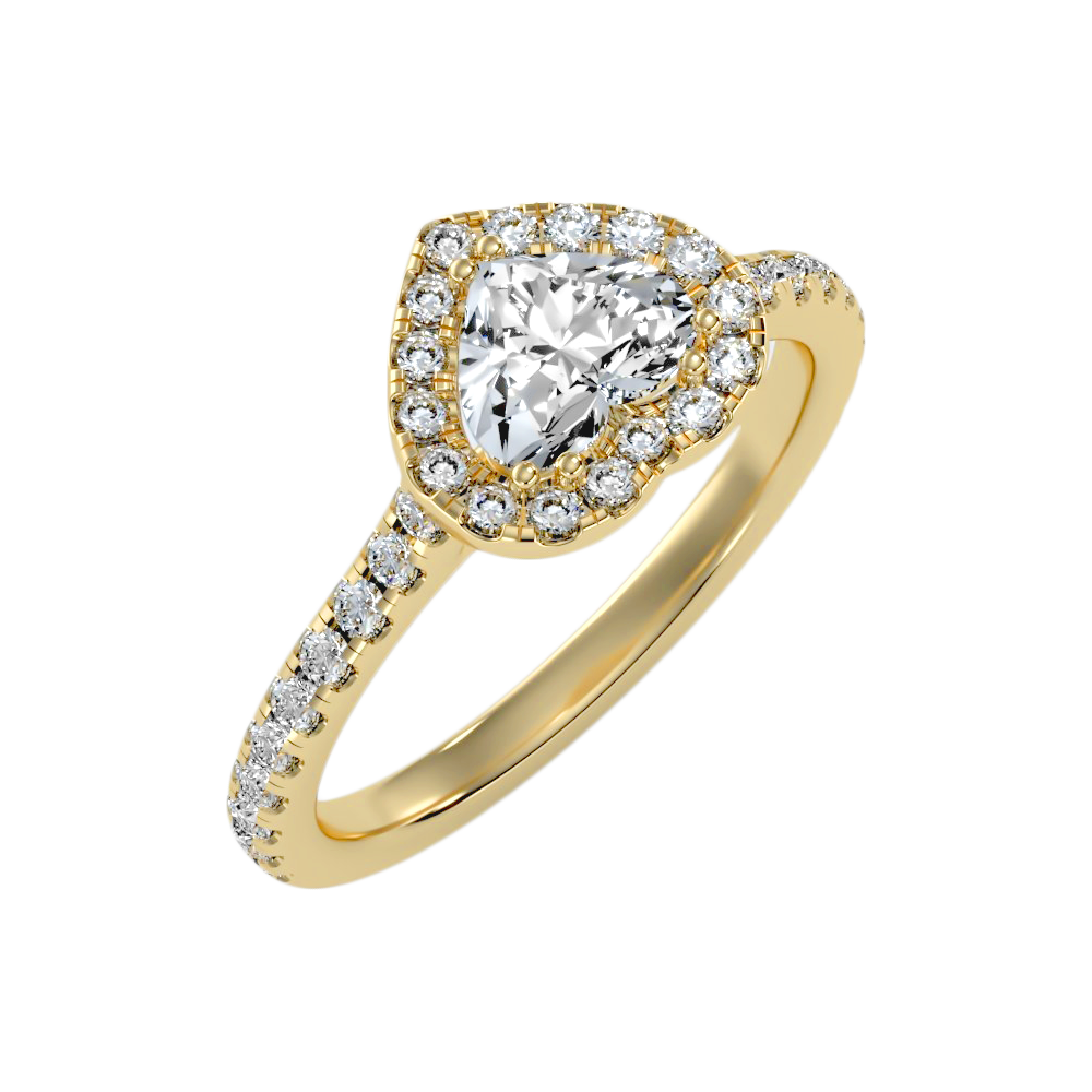 Heart Shaped Halo Ring - Six