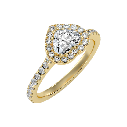 Heart Shaped Halo Ring In 925 Sterling Silver - Six