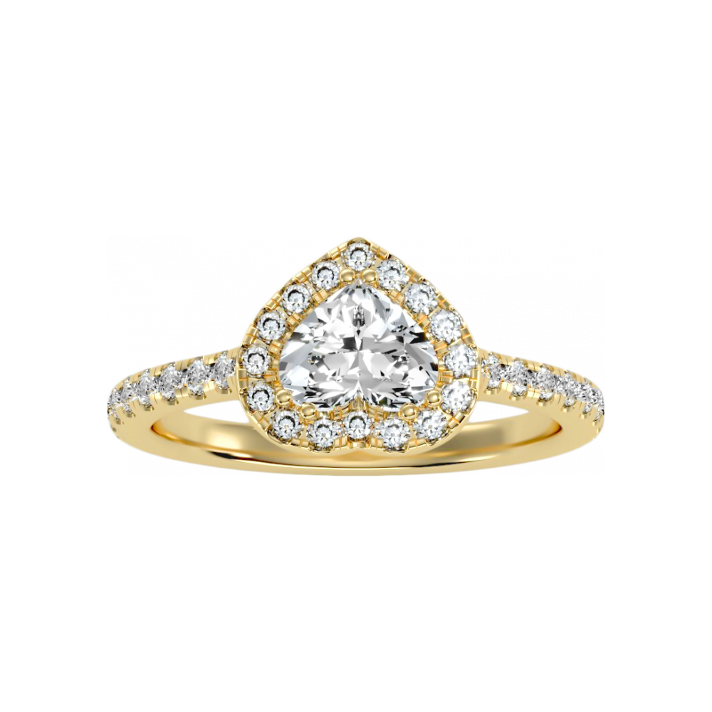 Heart Shaped Halo Ring In 925 Sterling Silver - Eight