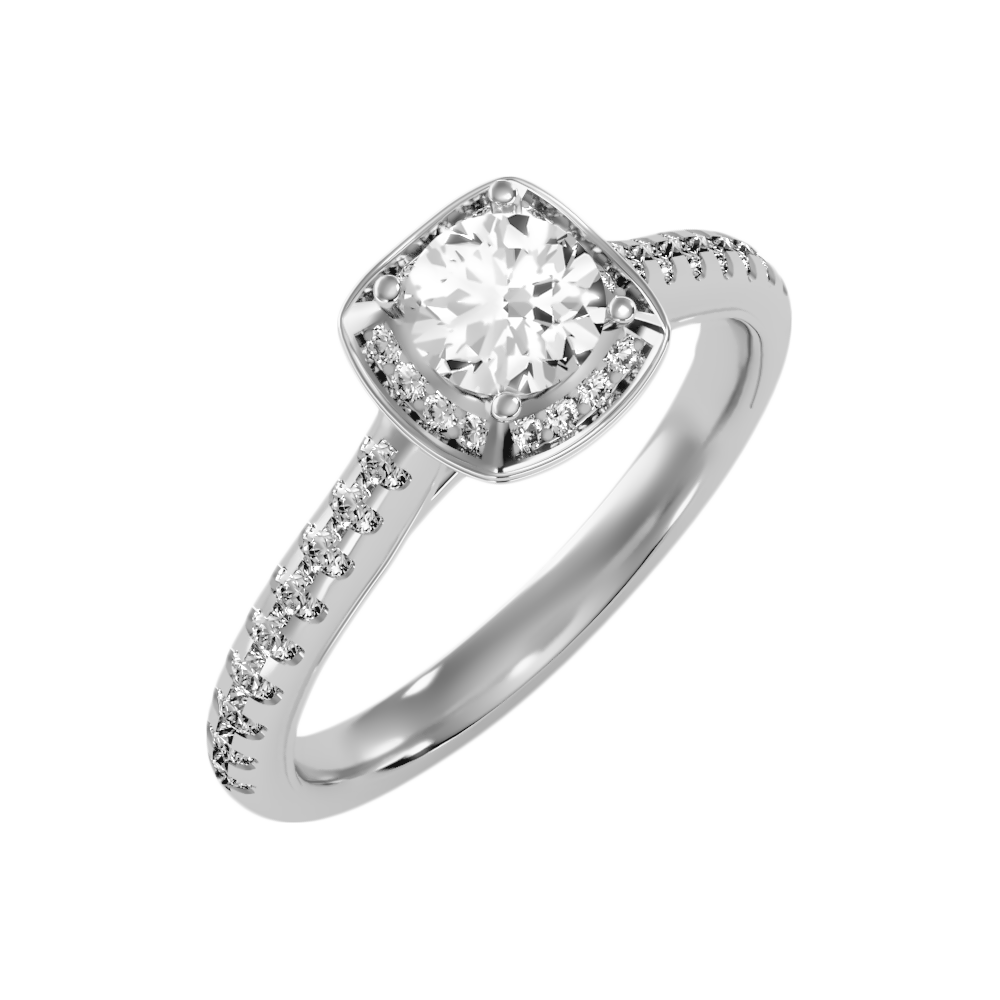 Imbrication Halo Ring In 925 Sterling Silver - One