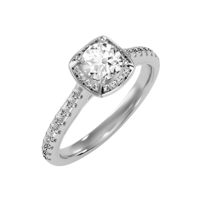 Imbrication Halo Ring In 925 Sterling Silver - One