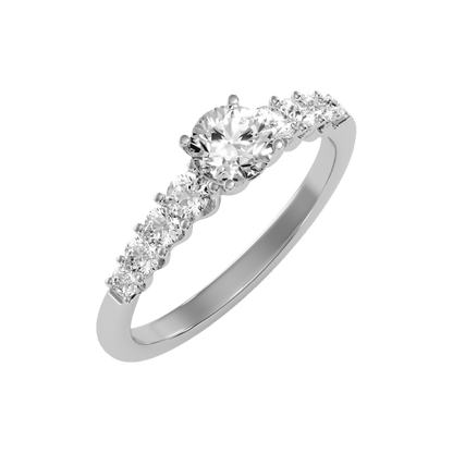 Imposing Solitaire Ring In 925 Sterling Silver - One