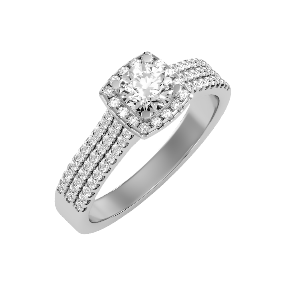 Incandescent Halo Solitaire Ring - One
