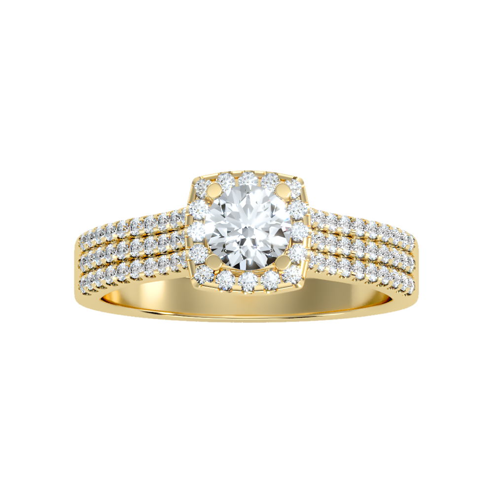 Incandescent Halo Solitaire Ring In 925 Sterling Silver - Ten