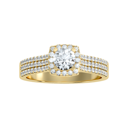 Incandescent Halo Solitaire Ring In 925 Sterling Silver - Ten
