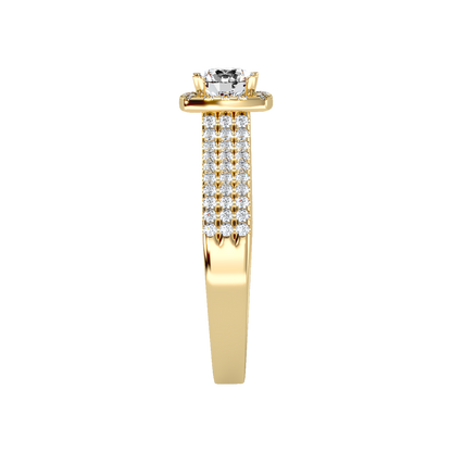 Incandescent Halo Solitaire Ring In 925 Sterling Silver - Eleven