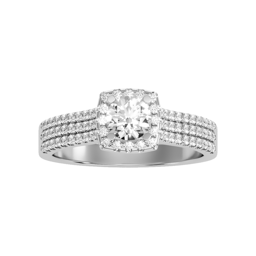 Incandescent Halo Solitaire Ring - Three