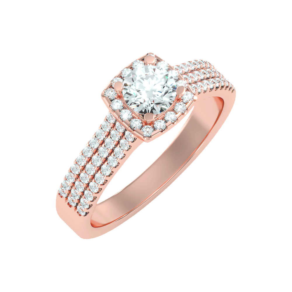 Incandescent Halo Solitaire Ring In 925 Sterling Silver - Five