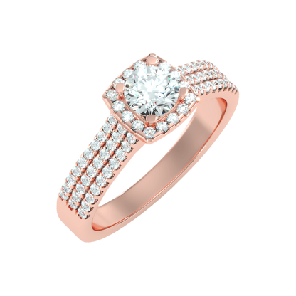 Incandescent Halo Solitaire Ring - Five