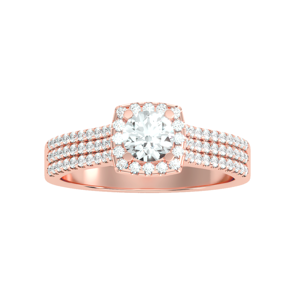 Incandescent Halo Solitaire Ring In 925 Sterling Silver - Seven